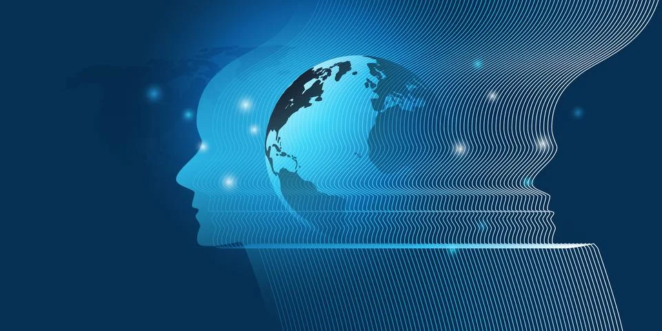 Futuristic Abstract Machine Learning, Artificial Intelligence, Cloud Comput.. Stock Illustration