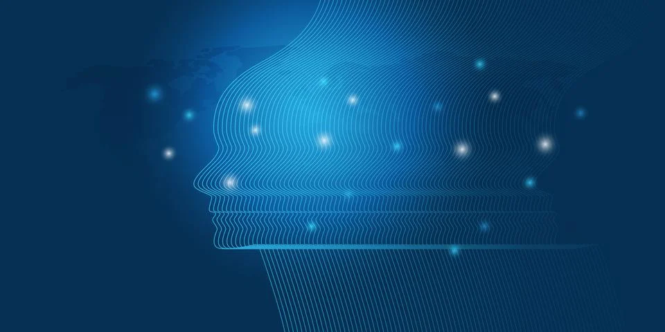 Futuristic Abstract Machine Learning, Artificial Intelligence, Cloud Comput.. Stock Illustration