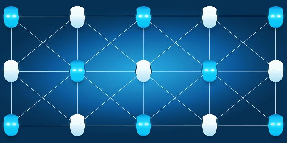 Futuristic Abstract Machine Learning, Artificial Intelligence, Cloud Comput.. Stock Illustration