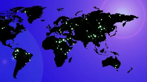 Futuristic abstract map with blurred light node particles Video stock 96073035