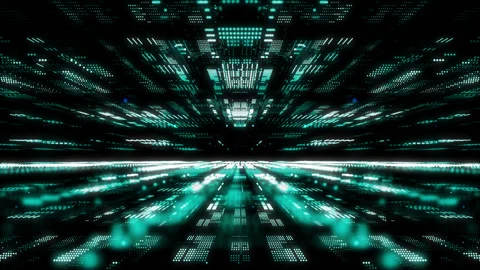 Futuristic abstract matrix cyber environment big data analytic artificial Stock Footage 153045326
