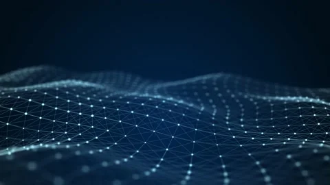 Futuristic abstract mesh. Wave with the connection of dots and lines. 3D Stock Footage 155058256