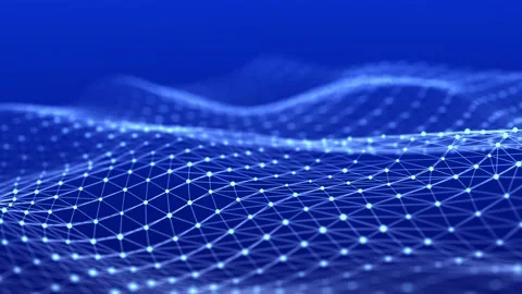 Futuristic abstract mesh. Wave with the connection of dots and lines. 3D Stock Footage 155592616