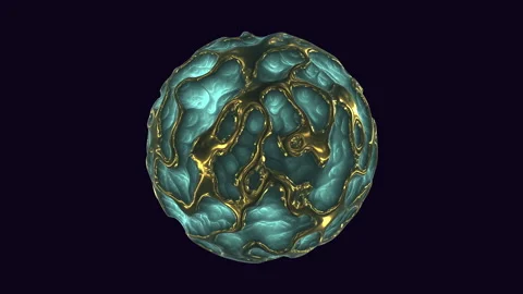 Futuristic abstract metallic sphere with organic brain like texture on dark Stock Footage 334139924