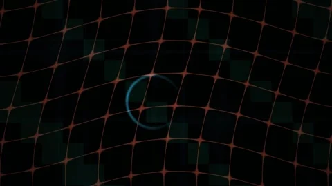 Futuristic Abstract Motion Background with Glowing Orange Grid and Blue Rot.. Stock Footage 343698766
