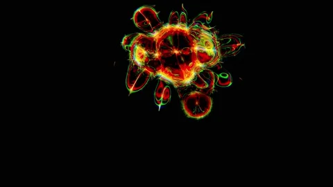 Futuristic abstract motion of fire sparkles particles over black background. Stock Footage 200982502