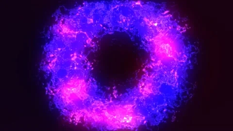 Futuristic abstract multicolored exploding rings circles glowing radiant magi Stock Footage 222638041