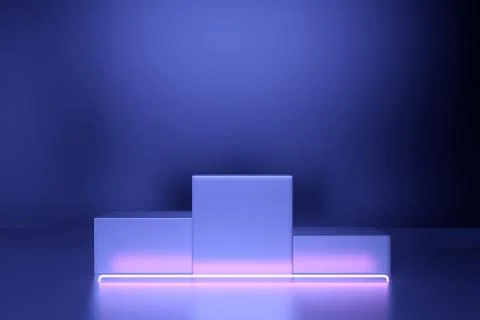 Futuristic Abstract Neon Light With Empty Space pedestal. 3D Rendering イラスト素材