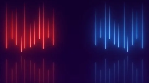Futuristic abstract neon red versus blue lights background Video stock 316868072