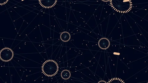 Futuristic abstract network background with circular data nodes and connecting Stock Footage 334139152