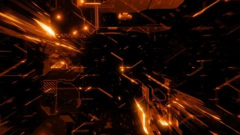 Futuristic Abstract Orange Cyberspace VR Gaming Banner Background Design Co.. Illustrazione stock