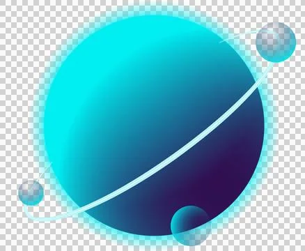 Futuristic abstract planet orb is orbiting with glowing ring and three orbs, Stock Illustration