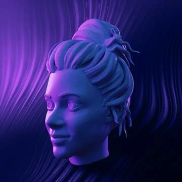 Futuristic abstract portrait CGI 3d - cyberpunk style, Not gen Ai Stock Illustration