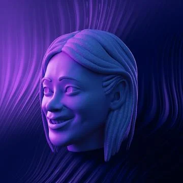 Futuristic abstract portrait CGI 3d - cyberpunk style, Not gen Ai Stock Illustration