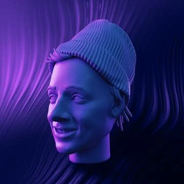 Futuristic abstract portrait CGI 3d - cyberpunk style, Not gen Ai Stock Illustration