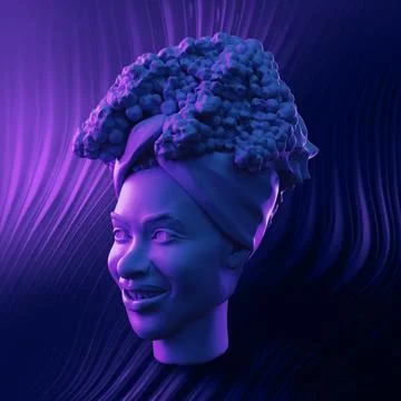 Futuristic abstract portrait CGI 3d - cyberpunk style, Not gen Ai Stock Illustration