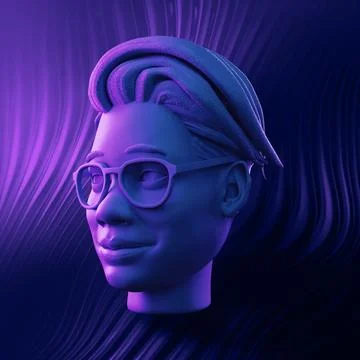 Futuristic abstract portrait CGI 3d - cyberpunk style, Not gen Ai Stock Illustration