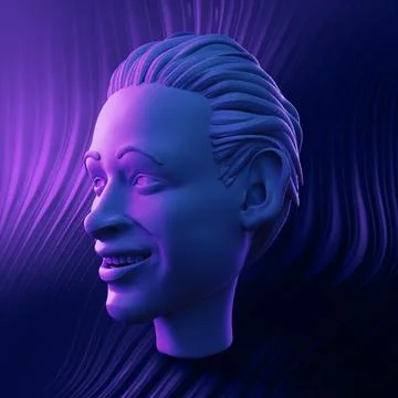 Futuristic abstract portrait CGI 3d - cyberpunk style, Not gen Ai Stock Illustration