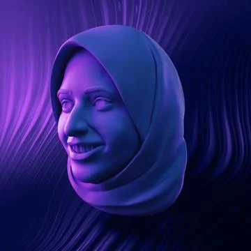 Futuristic abstract portrait CGI 3d - cyberpunk style, Not gen Ai Stock Illustration