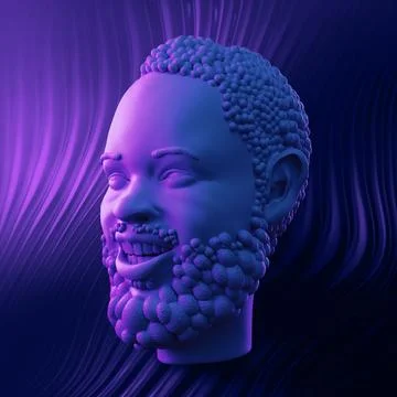 Futuristic abstract portrait CGI 3d - cyberpunk style, Not gen Ai Stock Illustration