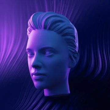 Futuristic abstract portrait CGI 3d - cyberpunk style, Not gen Ai Stock Illustration