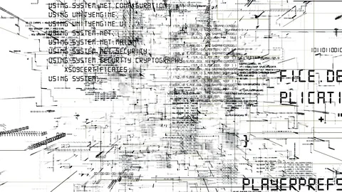 Futuristic abstract programming dark code seamless flythrough. Alpha channel Stock Footage 99645438