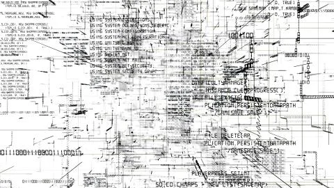 Futuristic abstract programming dark code seamless flythrough イラスト素材