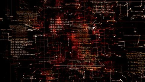 Futuristic abstract programming red code seamless flythrough Illustrazione stock