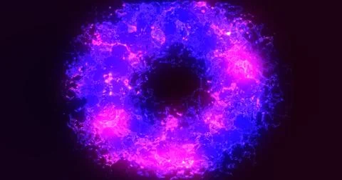 Futuristic abstract purple exploding ring circle glowing radiant magical en.. Stock Illustration