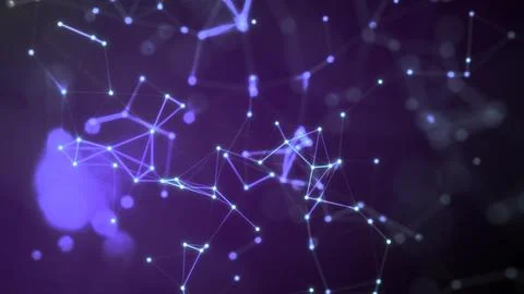 Futuristic abstract purple glowing plexus dots with glowing magical energy .. Stockillustratie