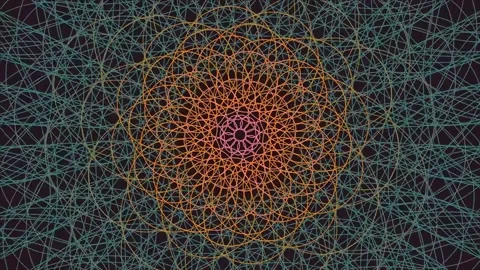Futuristic abstract radial geometry network illustration on dark screen Stock Footage 340378953
