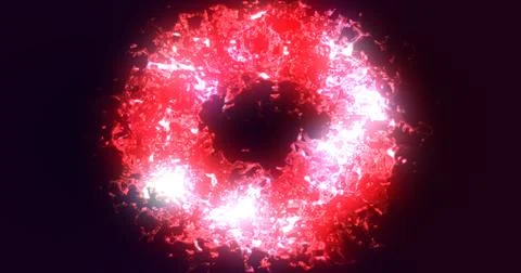 Futuristic abstract red exploding ring circle glowing radiant magical energ.. Stock Illustration