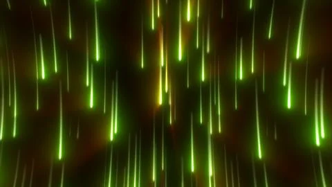 Futuristic abstract scene with bright green light trails descending over a .. Ilustração Stock