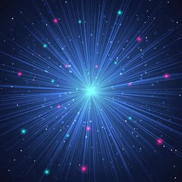 Futuristic Abstract Space Background with Vibrant Cyan Core and Blue Energy.. Stock Illustration