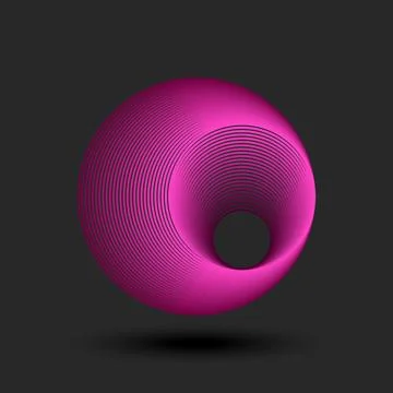 Futuristic abstract sphere logo 3d circular vortex shape with smooth gradie.. Illustrazione stock