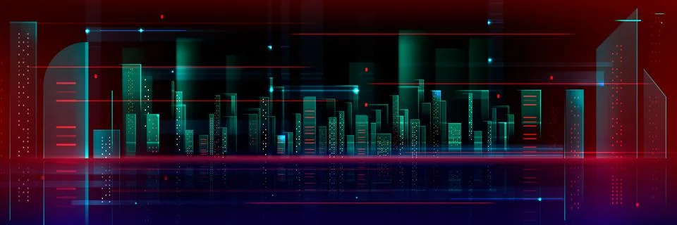 Futuristic abstract tech cityscape background Ilustración de archivo