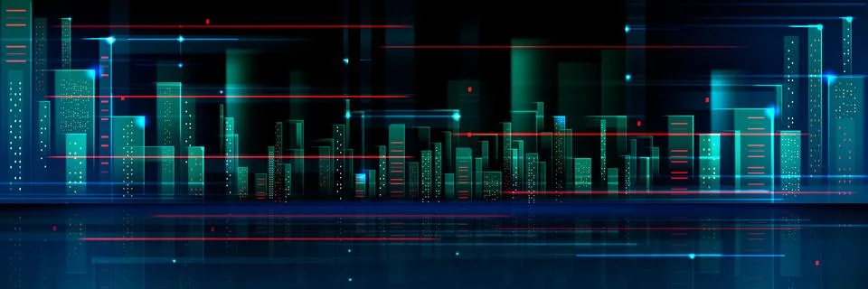 Futuristic abstract tech cityscape background Ilustración de archivo