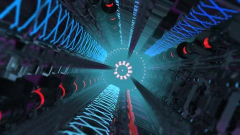 Futuristic Abstract Technological Space Tunnel Illustration