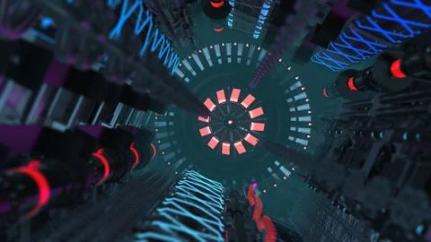 Futuristic Abstract Technological Space Tunnel Illustrazione stock