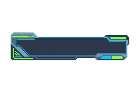 Futuristic abstract title banner lower third blue and green border gaming, .. Stock Illustration