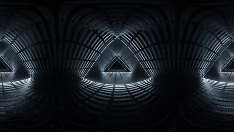 Futuristic Abstract Triangles in Dark Environment 4k 60fps vr 360 panorama video Stock Footage 304933614
