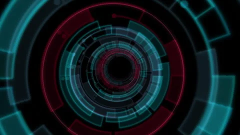 Futuristic Abstract Tunnel with Glowing Circular Patterns Stock Footage 299830576