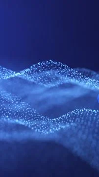Futuristic abstract wave composed of glowing blue particles, creating a ser.. 스톡 일러스트