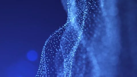 Futuristic abstract wave composed of glowing blue particles 스톡 일러스트