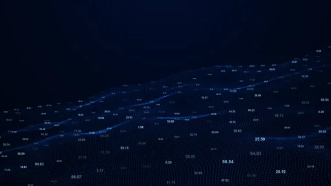 Futuristic Abstract Wave Data with Flowing Digital Numbers Stock Footage 339380872
