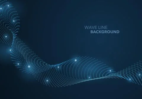Futuristic abstract wave dot gradient line and illuminated light ball templat Stock Illustration