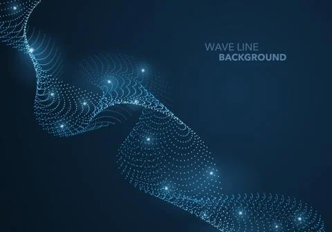 Futuristic abstract wave dot gradient line and illuminated light ball templat 스톡 일러스트