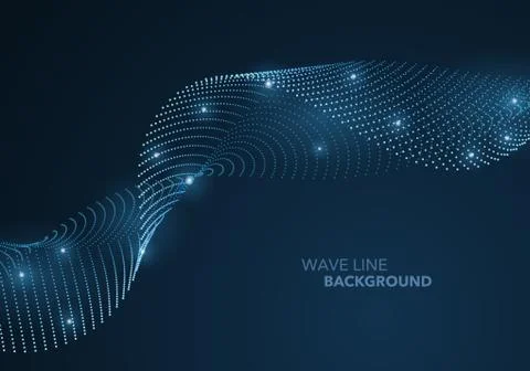 Futuristic abstract wave dot gradient line and illuminated light ball templat Illustrazione stock