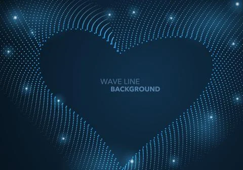 Futuristic abstract wave dot gradient line and illuminated light ball templat Stock Illustration