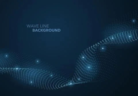 Futuristic abstract wave dot gradient line and illuminated light ball templat Stock Illustration